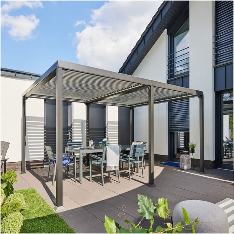 Home Deluxe Lamellenpavillon Cannes aus Aluminium in Anthrazit und Schwarz, B/T/H: 400 x 303 x 223 cm - Bild 1