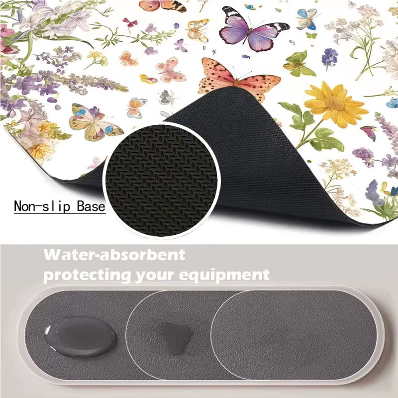 VIKAMA Tischsets mit Aquarell-Schmetterlingen und Blumen in Multicolour, wasserdichte und staubdichte Schutzmatten für Küche und Waschküche - Bild 5