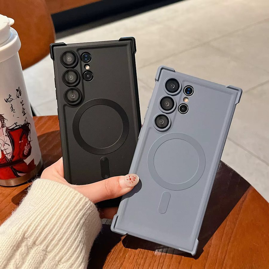 Stoßfeste Silikon Handyhülle für Samsung Galaxy S23 FE, S24 Ultra und S25 Plus mit MagSafe Wireless Charging Unterstützung in Schwarz - Bild 2