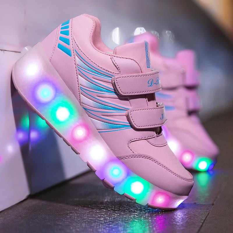 Molly Show Wiederaufladbare Doppelrollschuhe mit LED-Beleuchtung rosa - Bild 3
