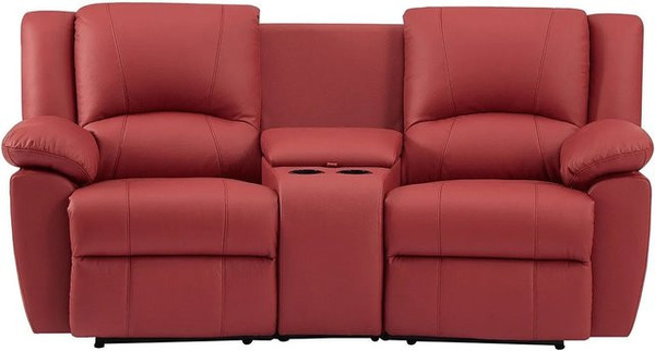 Vente-unique Relaxsofa Aroma in Rot aus Rindsleder mit 201 cm Breite