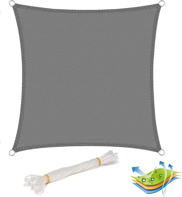 WOLTU Sonnensegel Sonnenschutz aus HDPE in Grau, Breite: 200 cm, Höhe: 200 cm - Bild 1