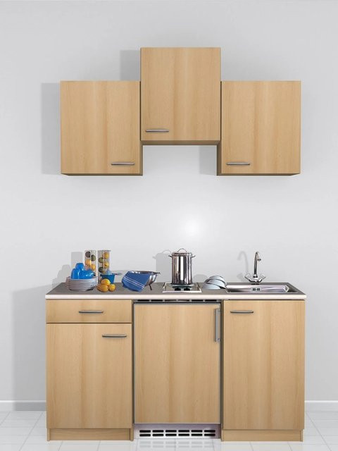 Flex-Well Classic Küchenzeile Nano Buche in Braun, B/T/H: 150 x 60 x 82 cm - Bild 1