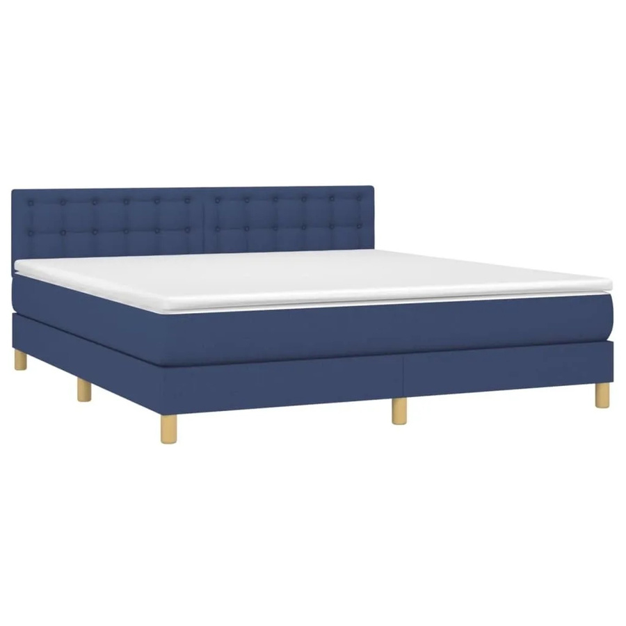 vidaXL Boxspringbett mit Matratze in Blau, Hybrid-Konstruktion mit Taschenfederkern, LED-Unterbettbeleuchtung und USB-Ladeport, B/T/H: 180 x 200 x 78 cm - Bild 2