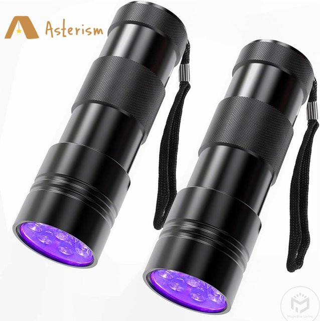 Asterism UV Taschenlampe mit 12 LED, Schwarz, 395nm Mini UV Licht zur Detektion von Tierurin, Bettwanzen und Skorpionen - Bild 1