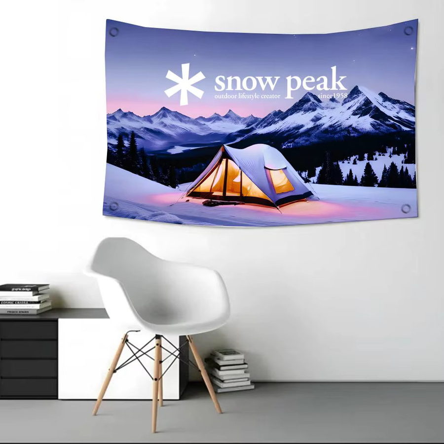 Snow Peak Flags Dekoration mit vier Ringen für Innenbereich und Außenbereich, mehrfarbig, rechteckig mit geometrischem Streifenmuster - Bild 4