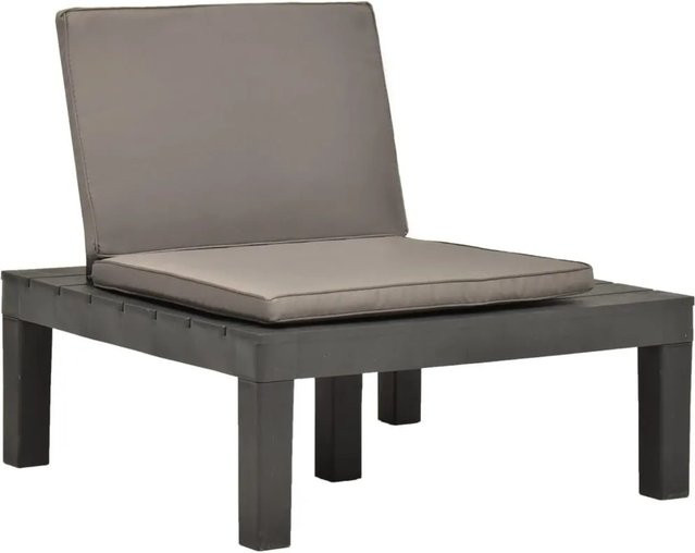 Furnicato Garten-Lounge-Stuhl aus Kunststoff mit Sitzpolster in Anthrazit - Bild 1