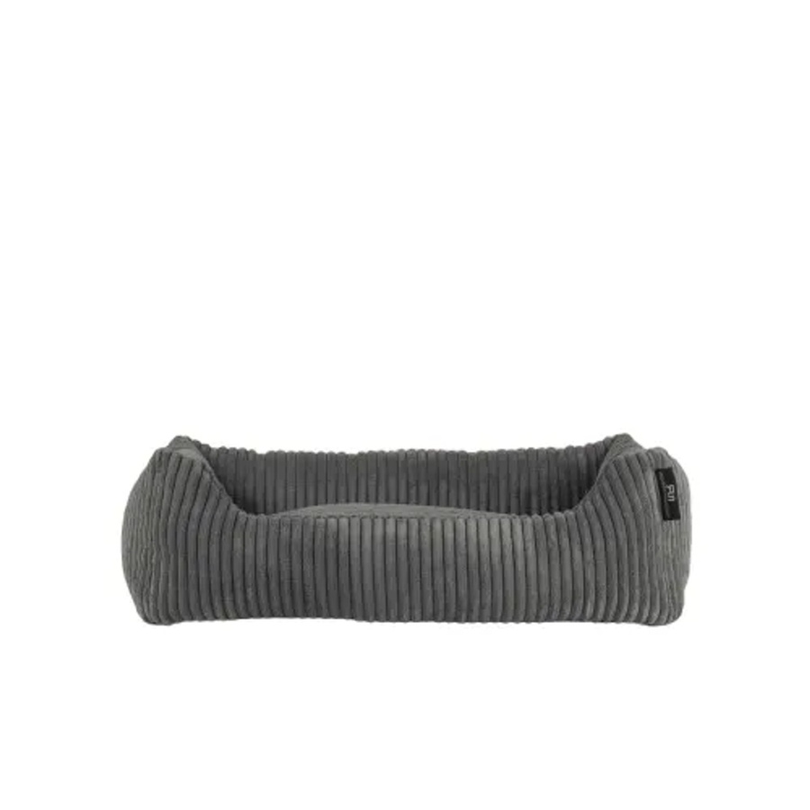 Rohrschneider Tierbett aus Cordstoff in Grau inklusive faltbarem Reisenapf, B/T/H: 55 x 42 x 15 cm - Bild 2