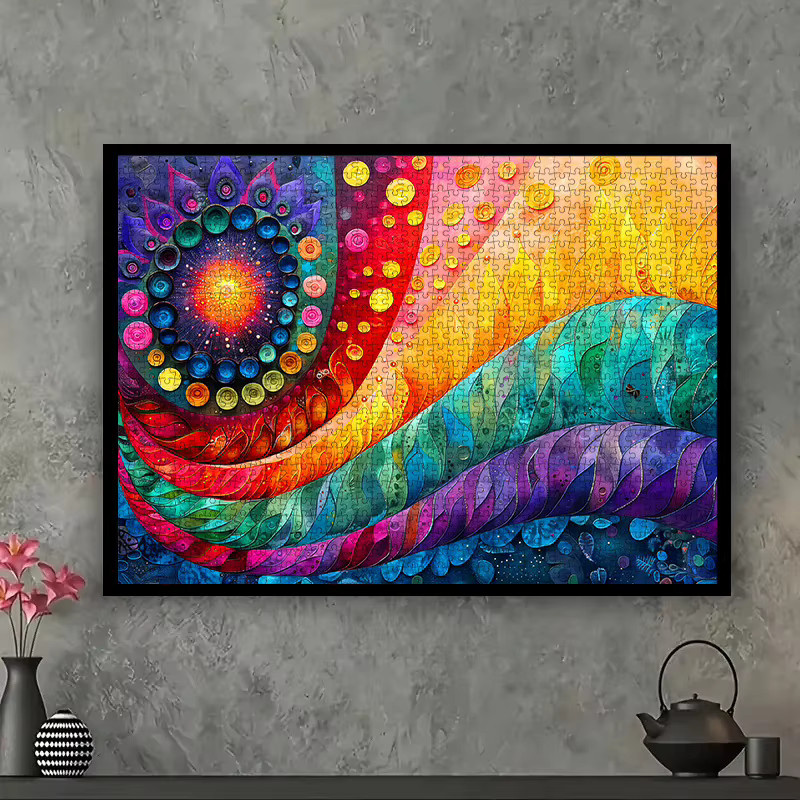 AZNM DIY-Puzzle, Regenbogen-Farbverlauf, Fantasy-Blumenmuster, 1.000 Teile, ab 14 Jahren - Bild 5