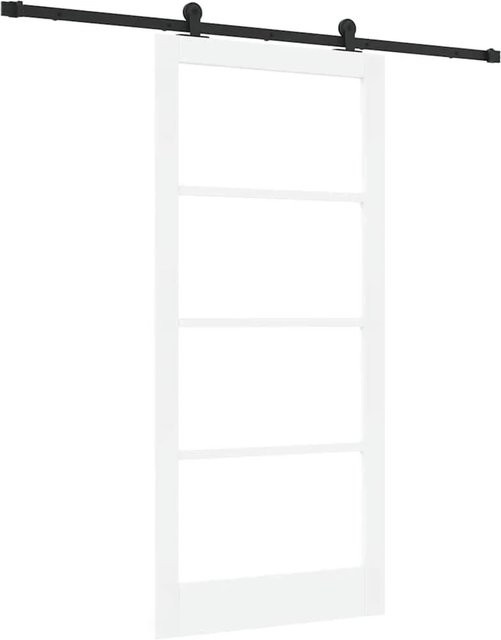 vidaXL Schiebetür ORKDAL in Weiß und Schwarz mit Glas und Holz, B: 93 cm, H: 202 cm - Bild 1
