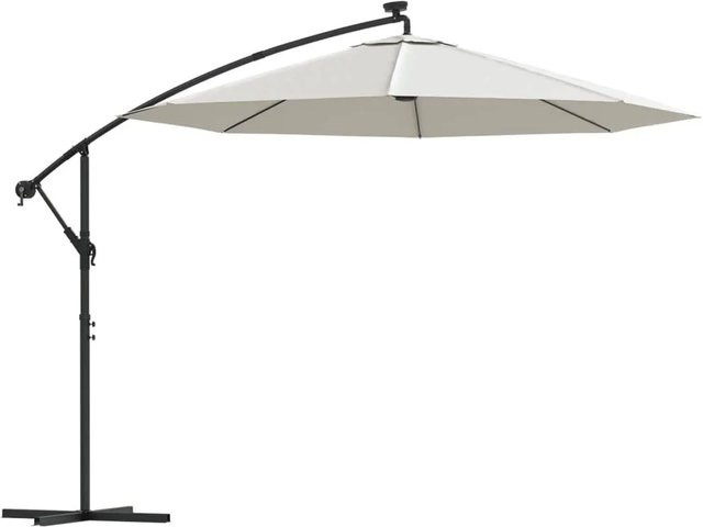vidaXL Ampelschirm mit LED-Beleuchtung in Sandweiß, Durchmesser: 300 cm, Metallmast - Bild 1