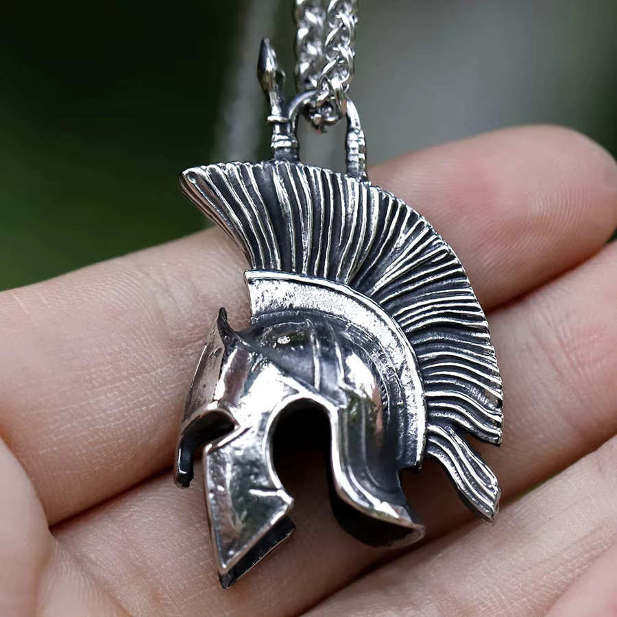 Herren-Halskette mit Vintage-Maskenanhänger, Edelstahl, Silber - Bild 4