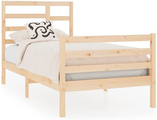 vidaXL Massivholzbett aus Kiefernholz in Braun mit rustikaler Optik, B/T/H: 90 x 190 x 104 cm - Bild 1