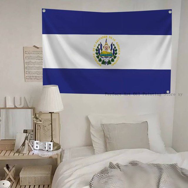 El Salvador Flagge aus Polyester mit vier Ösen in Blau und Weiß - Bild 1