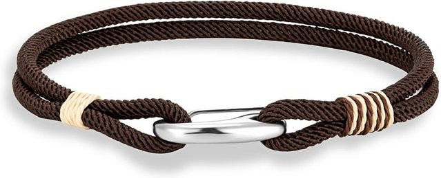 YULIN Armband, Edelstahl, geflochtenes Seil, Doppelfaden, kaffeebraun, 21cm, Unisex - Bild 1