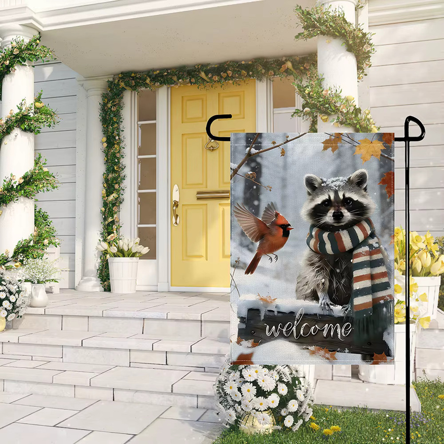 RoarGosh Gartenflagge mit Waschbär-Design im Wintermotiv, Mehrfarbig, B/H: 45 x 30 cm - Bild 5