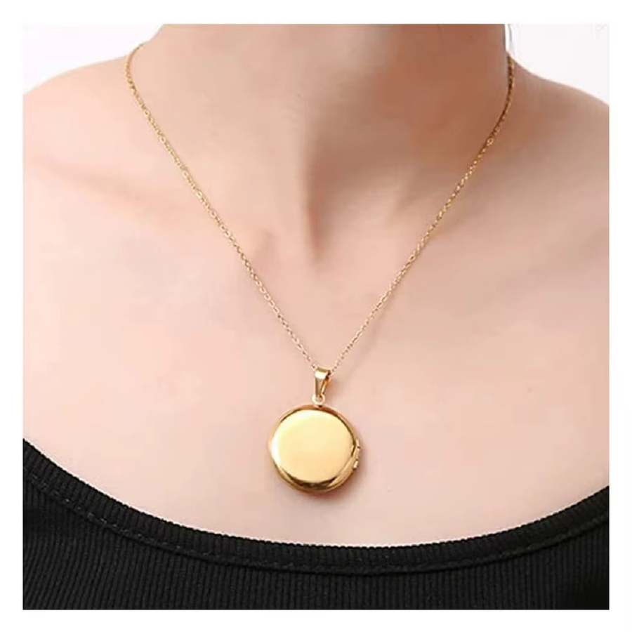 VQYSKO Medaillon-Halskette, Edelstahl, Gold, Unisex - Bild 2
