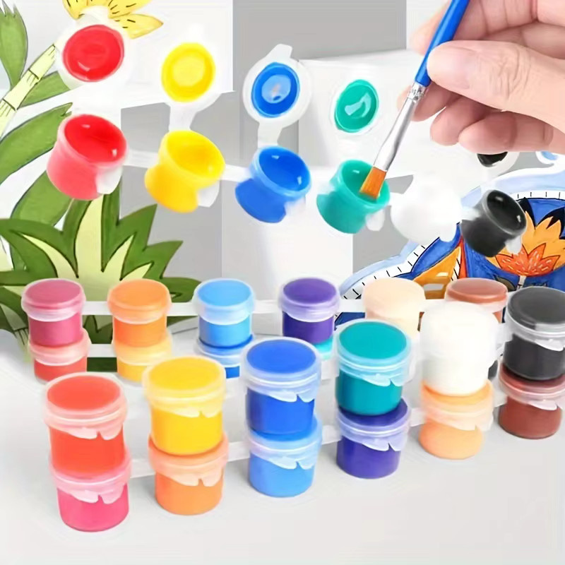 Set mit 12 Acrylfarben und Pinseln in Mehrfarbig für deine DIY-Kunstprojekte - Bild 4