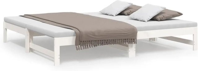vidaXL Tagesbett aus Massivholz Kiefer ausziehbar Weiß B/T/H: 148 x 195,5 x 30 cm - Bild 1