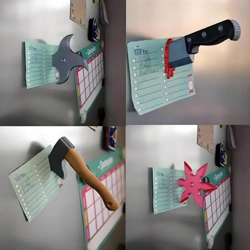 Kreativer 3D Kühlschrankmagnet in Messer, Axt und Ahornblatt Optik aus Harz zur Dekoration von Kühlschrank und Mikrowelle - Bild 4