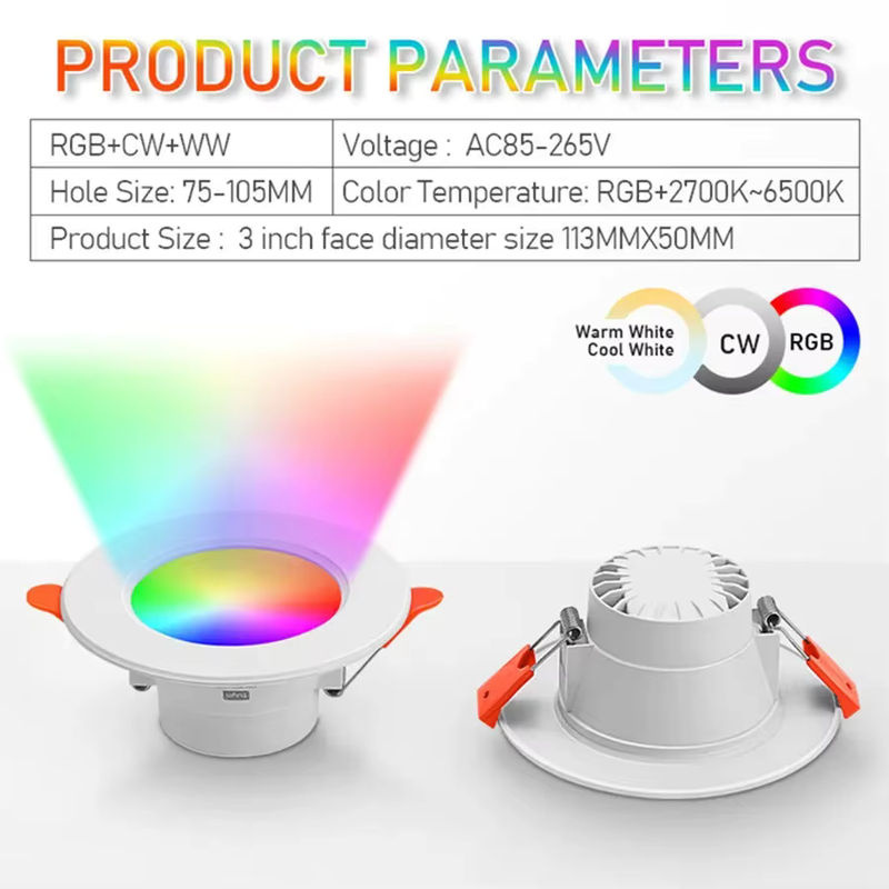 AVACOM Smart LED Einbauleuchte RGBCW mit Tuya Bluetooth und Smart Life App-Steuerung, dimmbar, weiß, 15W - Bild 5
