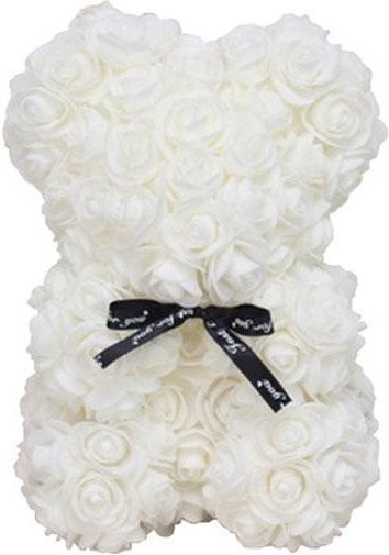 LESDAFFY Home Life Blumenbär Rosenbär aus künstlichem Schaumstoff in Weiß, Höhe: 25 cm - Bild 1