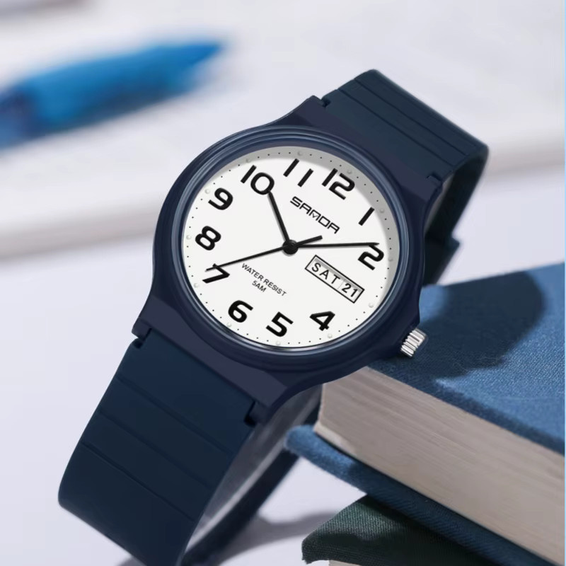 SANDA Armbanduhr, Quarz, Kunststoff, TPU, Kinder, Weiß, Schwarz - Bild 2