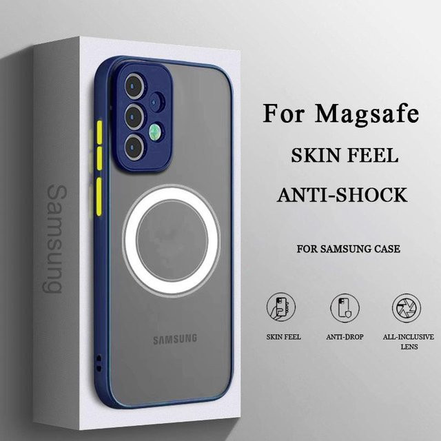 Luxus MagSafe Magnetisches Kabelloses Lade Case für Samsung Galaxy S25 S24 S23 S22 S21 S20 FE Plus S25 Ultra 5G Armor Rückseite in Dunkelblau - Bild 1