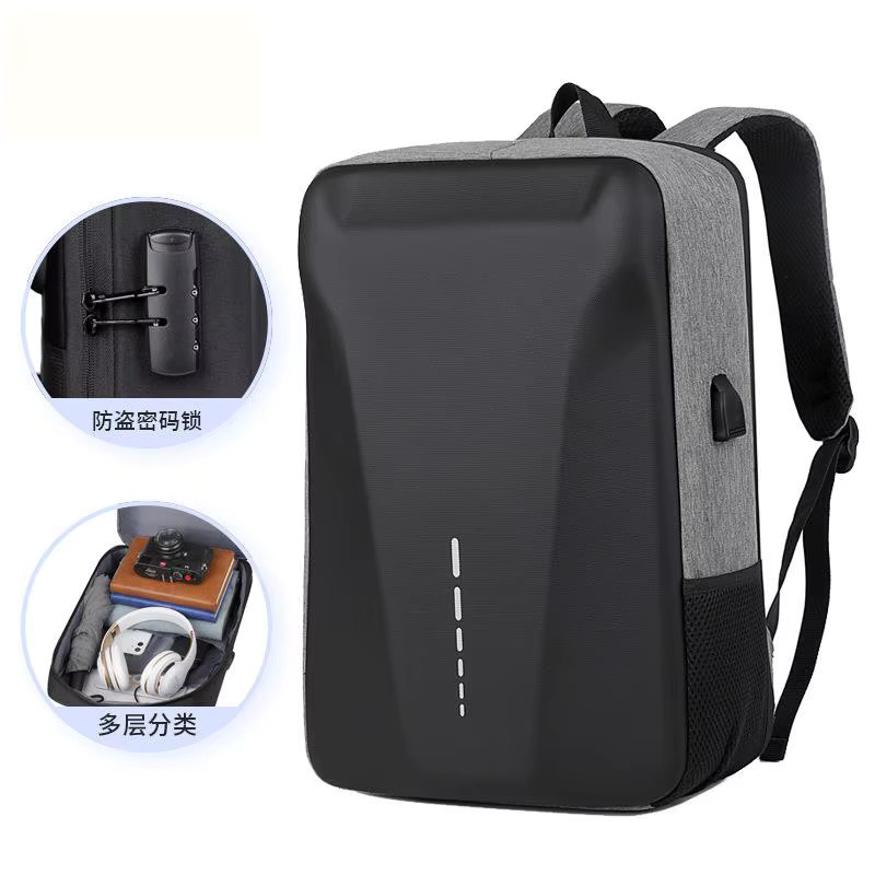 LXFZQ Business Hard Shell Rucksack für Herren, wasserdichter Anti-Diebstahl Reise-Rucksack mit USB-C Anschluss, Schwarz oder Blau - Bild 4