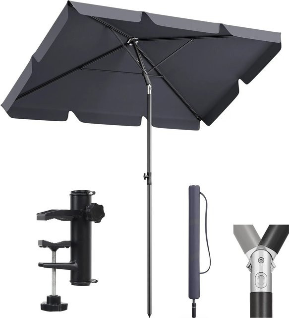 Sekey Balkonschirm Rechteckig Grau mit Schutzhülle, B: 200 cm, T: 125 cm, H: 235 cm - Bild 1