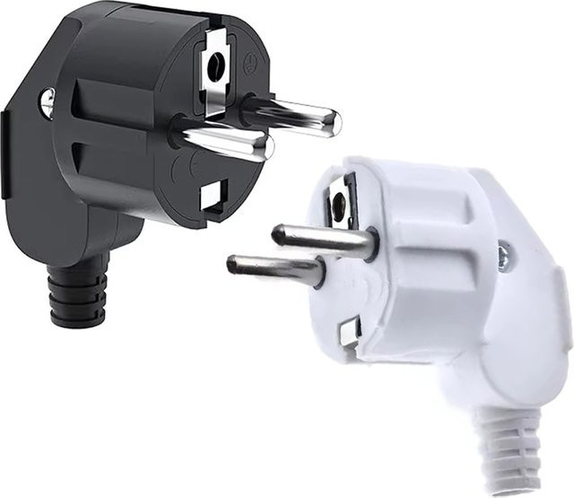 VORTNGLE EU Stecker Ersatz Adapter 250V 16A in Weiß mit 4,8mm Pin zur Montage für Netzkabel und Stromverlängerungen - Bild 1