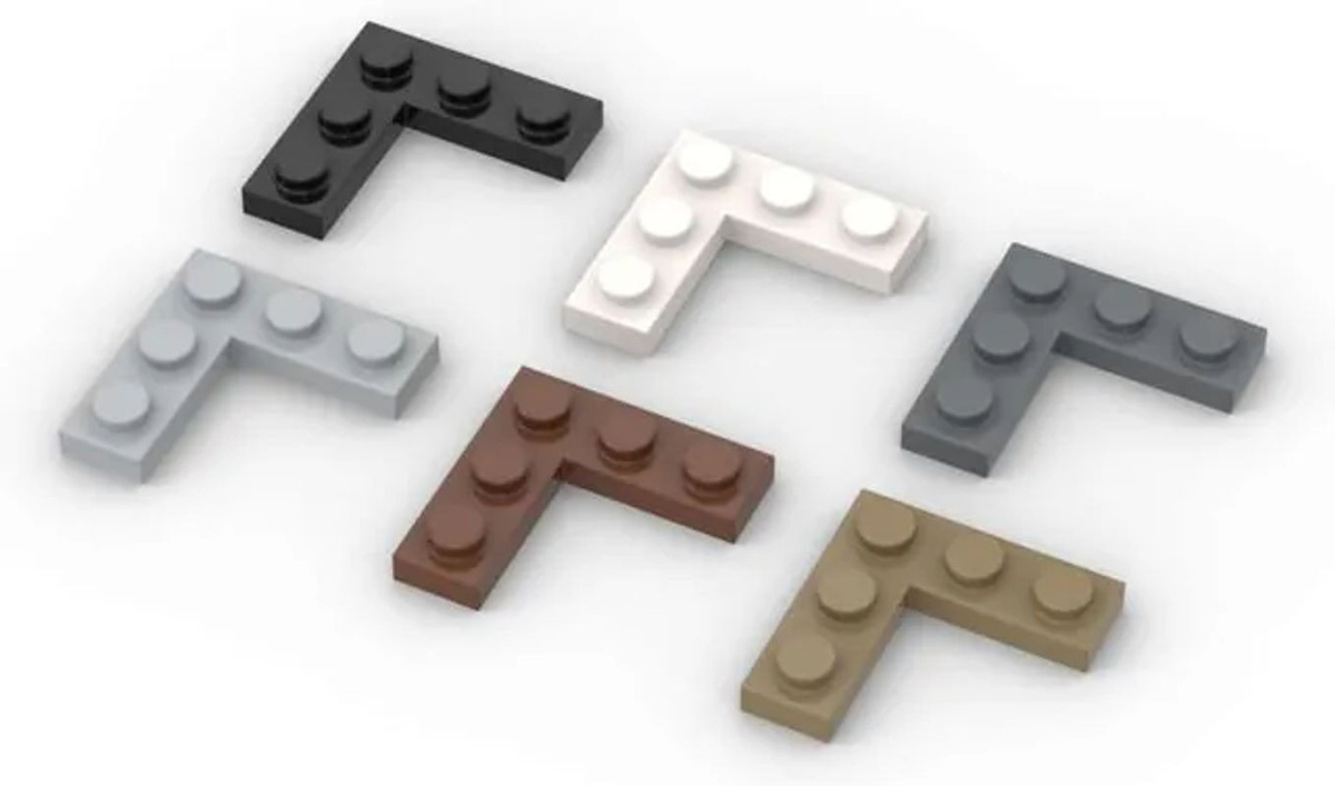 SixBricks MOC 77844 Bausteine Set 10er Pack Platte 3x3 Ecke mit bunten Kunststoff Ziegeln für Kinder - Bild 1