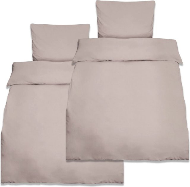 Beautissu Julie Bettwäsche Set aus Renforcé Baumwolle in Taupe, bestehend aus 1 Bettbezug (Breite: 155 cm, Höhe: 220 cm) und 1 Kissenbezug (Breite: 80 cm, Höhe: 80 cm) - Bild 1