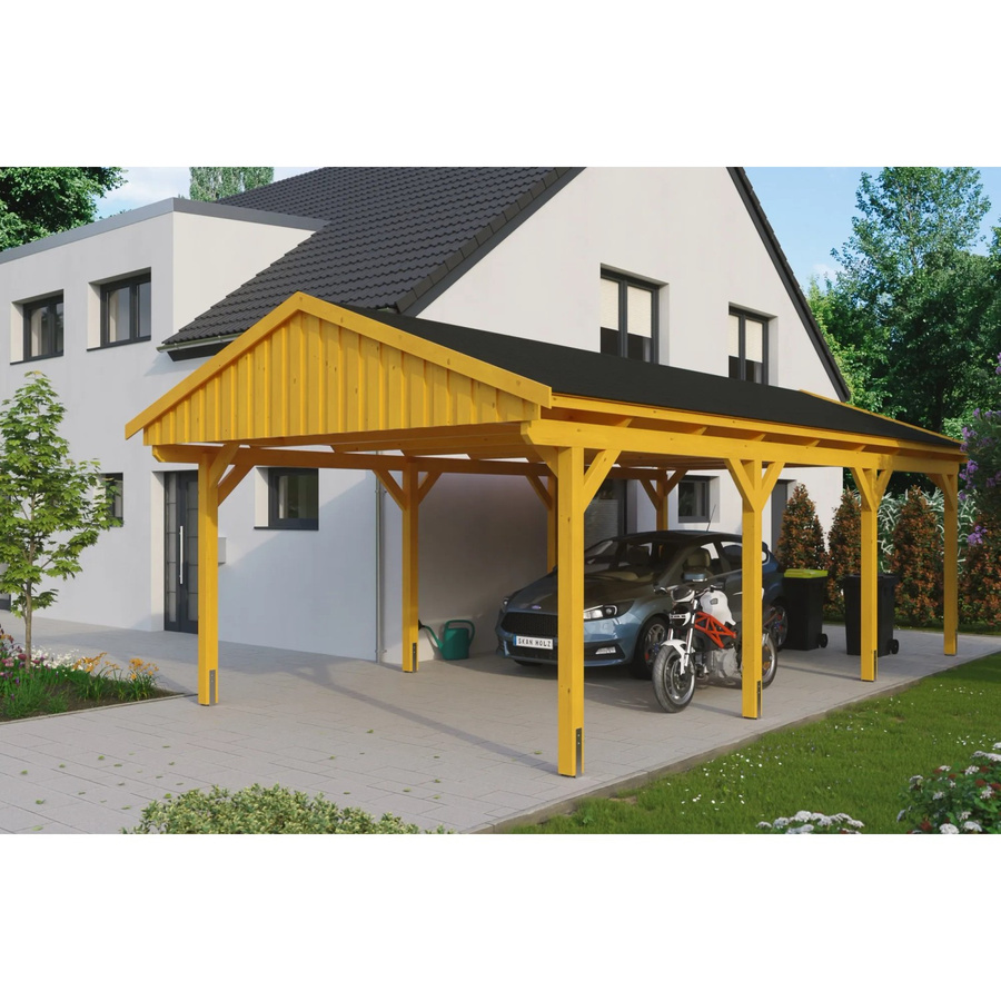 Skan Holz Carport Fichtelberg aus Fichte und Leimholz in Beige mit Dachschindeln, B/T: 423 x 808 cm, Höhe: 326 cm - Bild 2