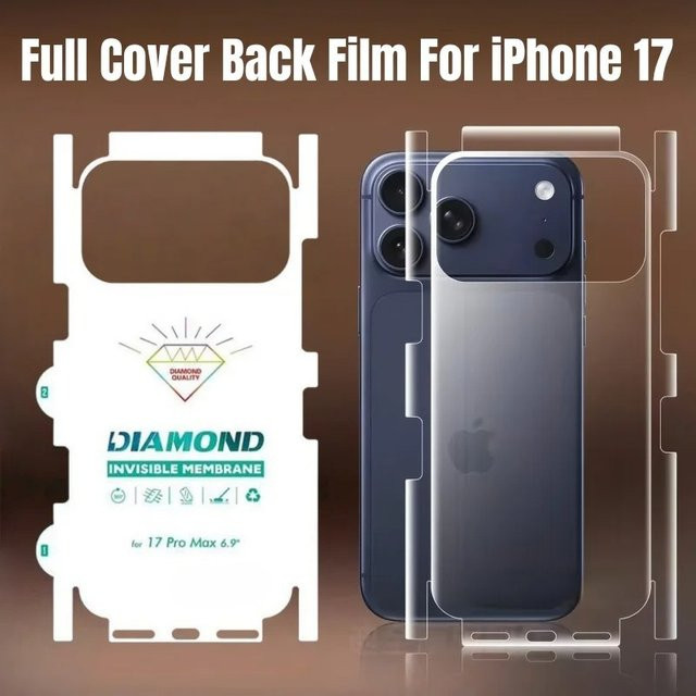 Hydrogel-Displayschutz für Apple iPhone 17 Pro Max, iPhone 16 und iPhone 15 Pro, Rückseitiger Schutz mit vollständiger Abdeckung und Seitenrahmen, Transparent - Bild 1
