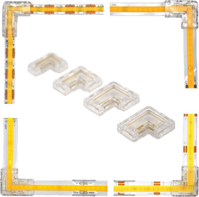 YJCAL COB-LED-Eckverbinder L-förmig 90 Grad für CCT, FCOB und RGB-Streifen, lötfreier Anschluss für 2/3/4-polige LED-Streifen - Bild 1