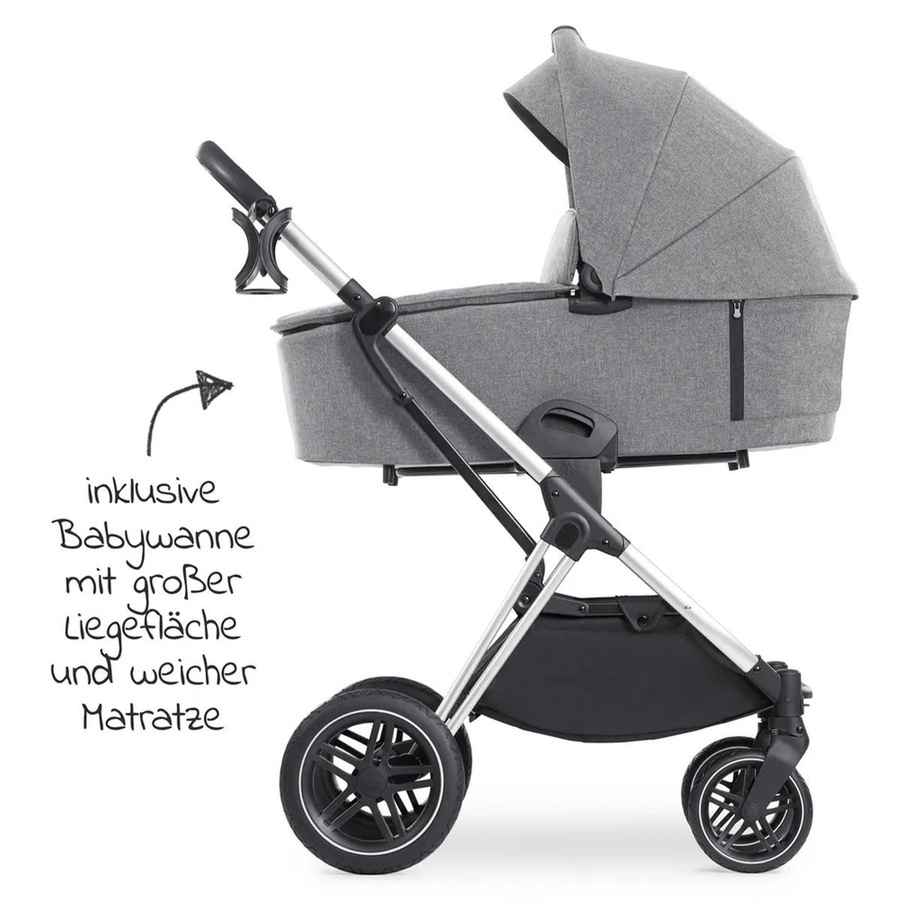 Hauck Kombi-Kinderwagen Vision X Duoset 3in1 mit Babywanne und Sportsitz in Melange Grey/Silver/Black - Bild 4