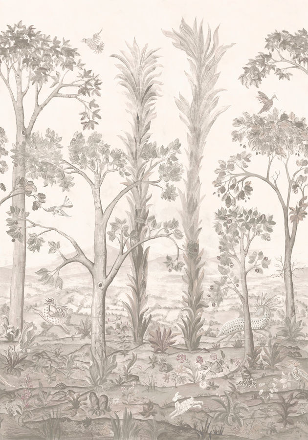 GP & J Baker Mural Tall Trees Wandbild in Sepia, Grau und Beige - Bild 1