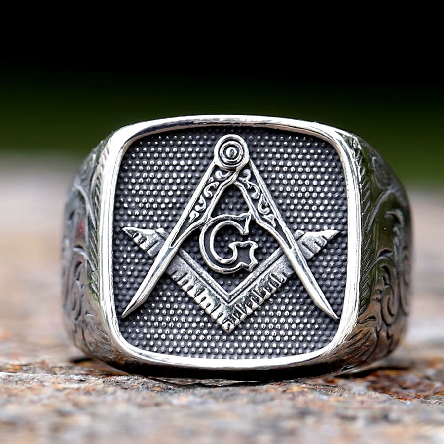 Ring Edelstahl, Silber, Herren, Quadratische Form - Bild 3