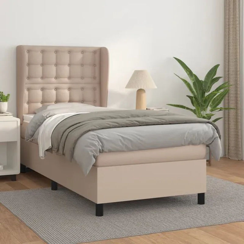 Vidaxl Kontinentalbett mit Matratze in Beige, Kunstleder, B/T: 90 x 190 cm - Bild 1