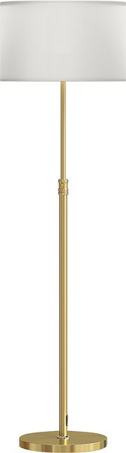 HOMCOM Stehlampe mit Leinenschirm in Gold/Messing, dimmbar und höhenverstellbar mit Fernbedienung, Timer und 3 Farbtemperaturen, E27 Stehleuchte für Wohnzimmer, Schlafzimmer und Büro - Bild 1