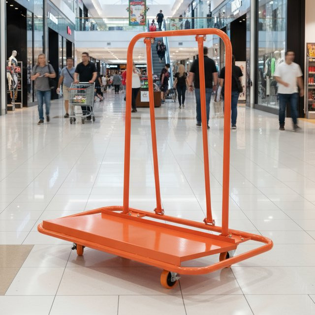 Schwerlast-Trockenbauplatten-Transportwagen aus Stahl in Orange, B/T/H: 116 x 57 x 114 cm - Bild 1