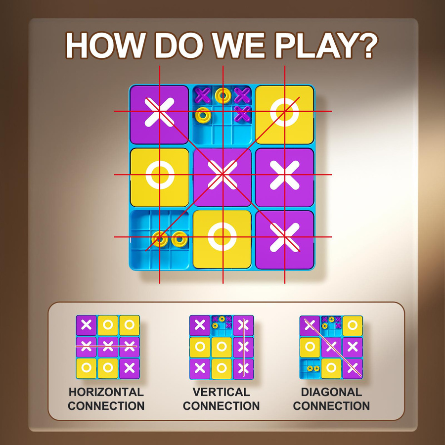 Linyi toy Tic Tac Toe Brettspiel bunt / mehrfarbig ab 3 Jahren - Bild 3