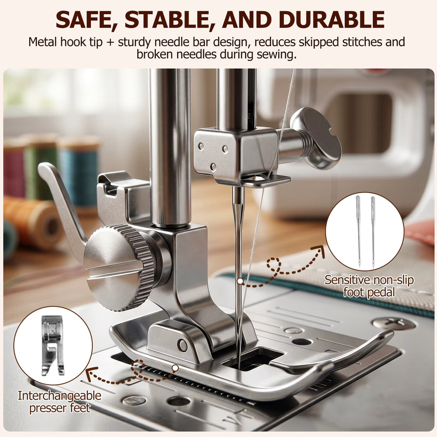 LetCartMaker 618 Elektrische Nähmaschine in Weiß mit 20 Stichen und umfangreichem 42-teiligem Nähset inklusive Patchwork-Zubehör und automatischem Spulmechanismus - Bild 2
