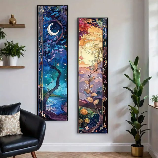 VIKAMA Bohemian Tree Of Life Wandteppich in Multicolour mit Sonne, Mond und floralen Elementen - Bild 1