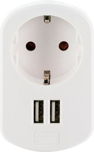 Schwaiger Ladeadapter mit 2 USB-A Anschlüssen in Weiß - Bild 1