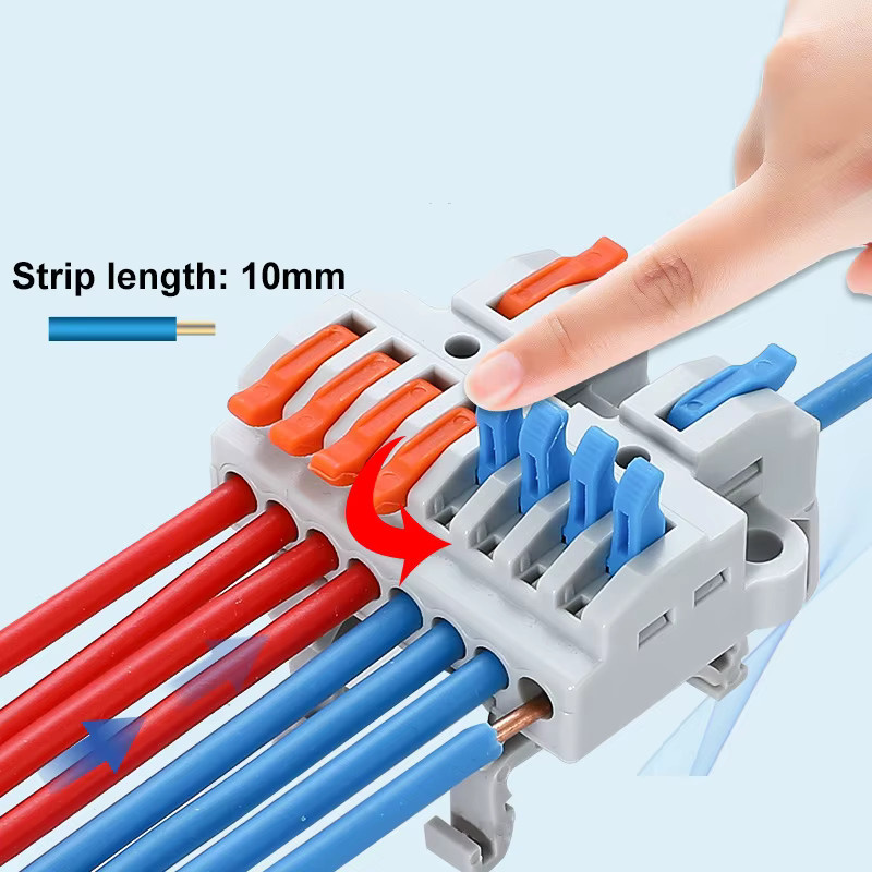 AOKIN DIN-Schienenklemmenblöcke Set 6 Stück DIY-Spleißdrahtverbinder für Schaltungen 28–12 AWG - Bild 2