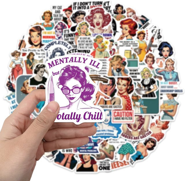 50 Stück Damen-Quote-Aufkleber in Multicolour für DIY Handyhüllen-Dekoration und kreative Gestaltung von Desktop und Kühlschrank - Bild 1