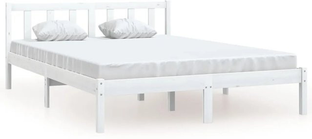 vidaXL Massivholzbett aus Kiefer in Weiß, B/T/H: 140 x 200 x 145,5 cm - Bild 1