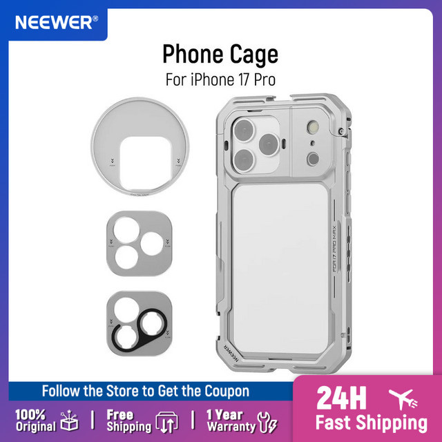 NEEWER Telefonkäfig mit Schnellverschluss und 67 mm Filterring für iPhone 17 Pro, Farbe: Silber - Bild 1